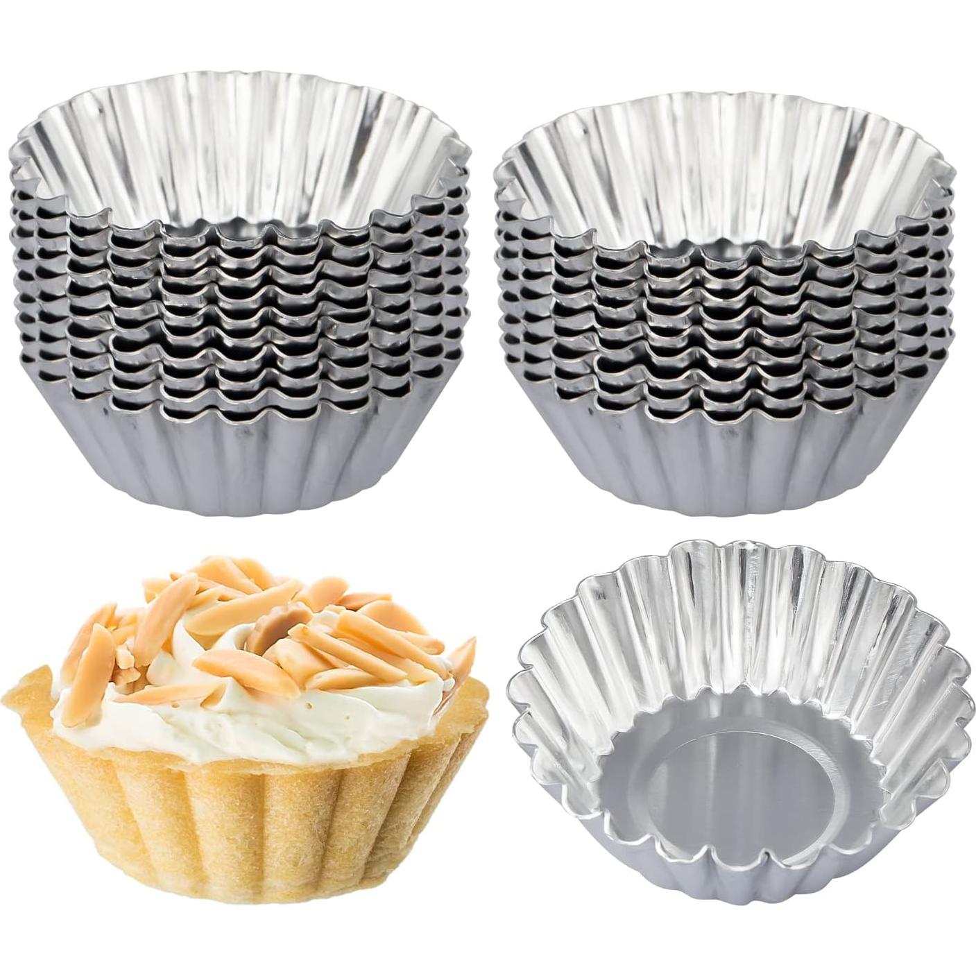 Moldes para Tartas de Huevo ISKYBOB 20 Piezas Aluminio 5.6 cm