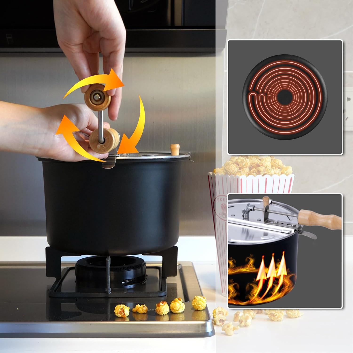 Popper de Palomitas Fredeer 6 Cuartos Aluminio Negro