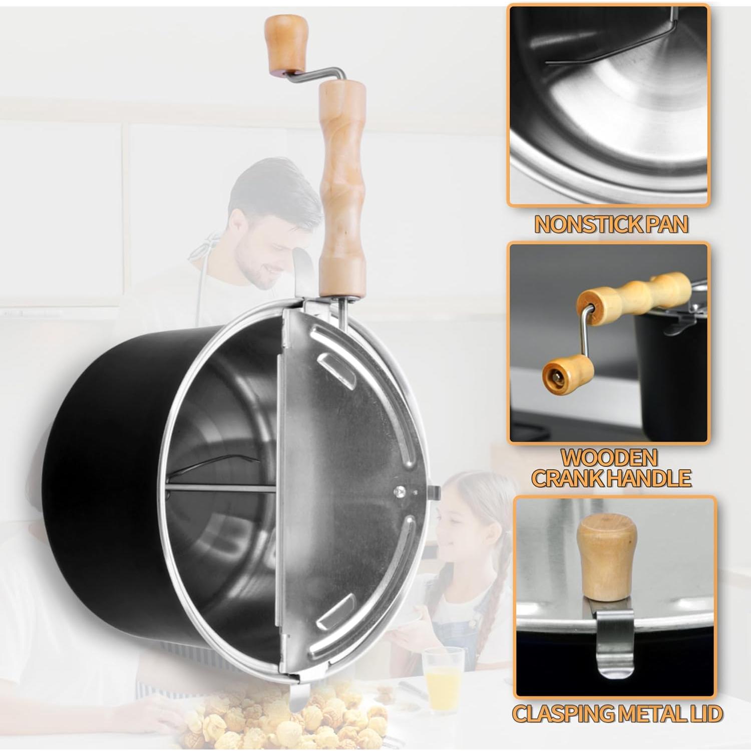 Popper de Palomitas Fredeer 6 Cuartos Aluminio Negro