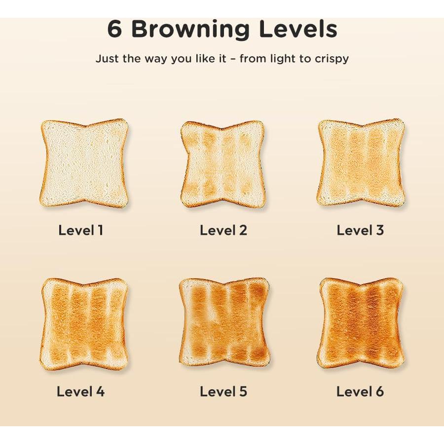 Tostadora Retro Wiltal 2 Rebanadas Beige con Tapa y 6 Niveles