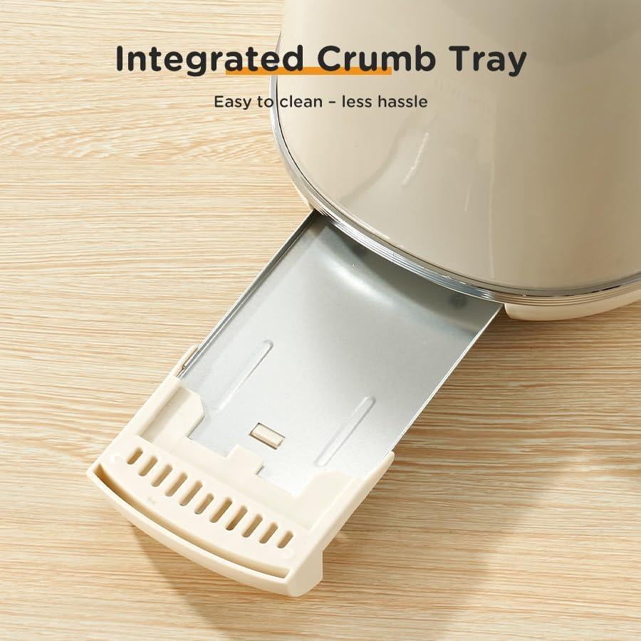 Tostadora Retro Wiltal 2 Rebanadas Beige con Tapa y 6 Niveles