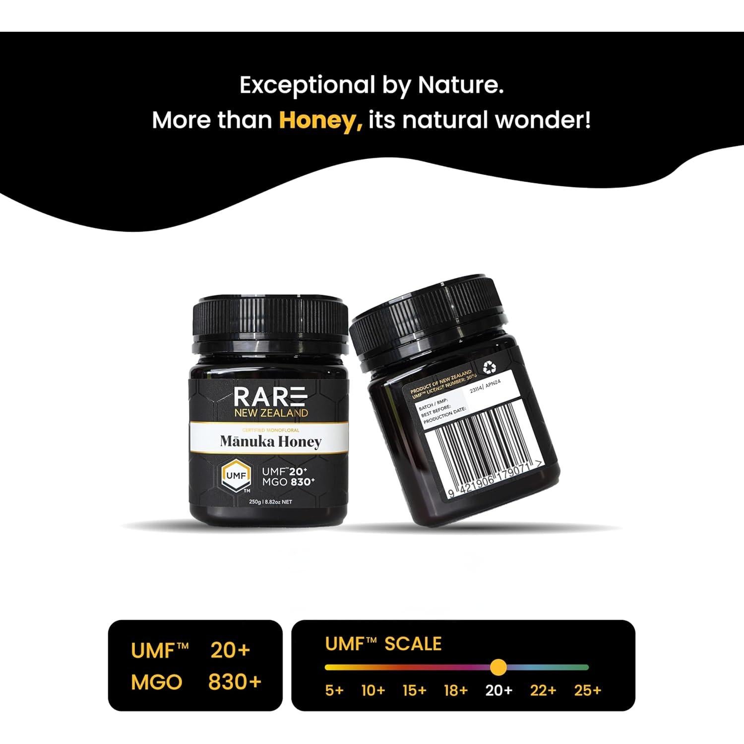 Miel de Manuka Rara UMF 20+ MGO 830+ 250g Certificada
