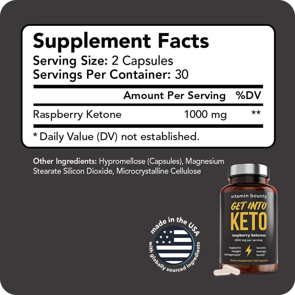 Suplemento Keto Vitamin Bounty - Cetonas de Frambuesa 60 Cápsulas