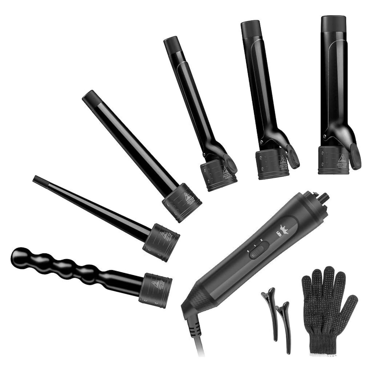 Plancha de Rizar 6 en 1 Uvistare con Barriles Cerámicos Intercambiables