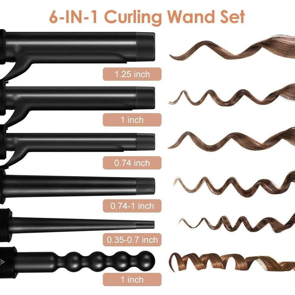 Plancha de Rizar 6 en 1 Uvistare con Barriles Cerámicos Intercambiables