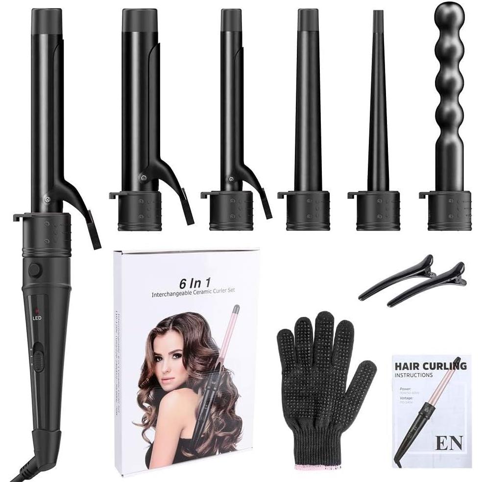 Plancha de Rizar 6 en 1 Uvistare con Barriles Cerámicos Intercambiables