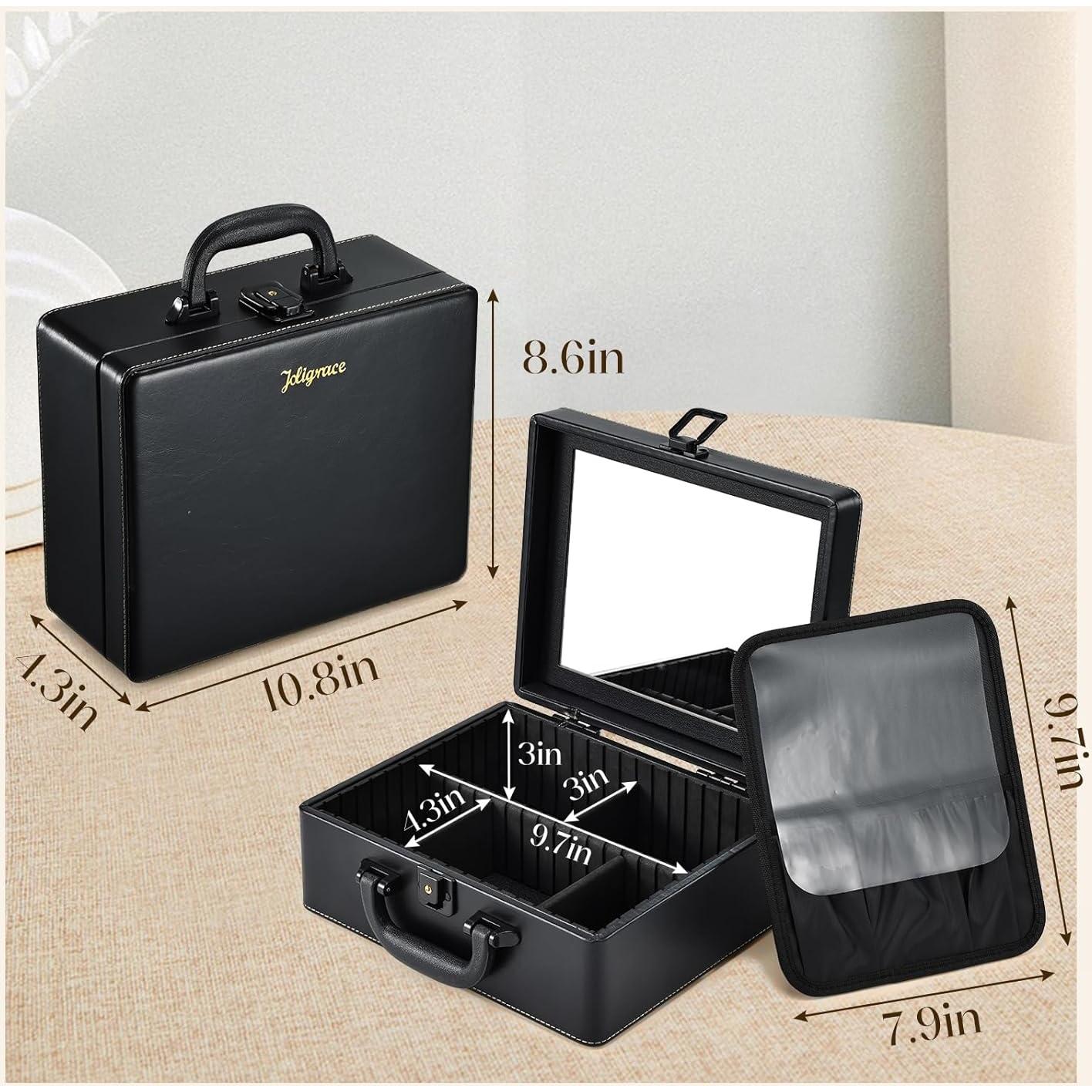 Estuche de Maquillaje de Viaje Joligrace con Espejo HD y Divisores