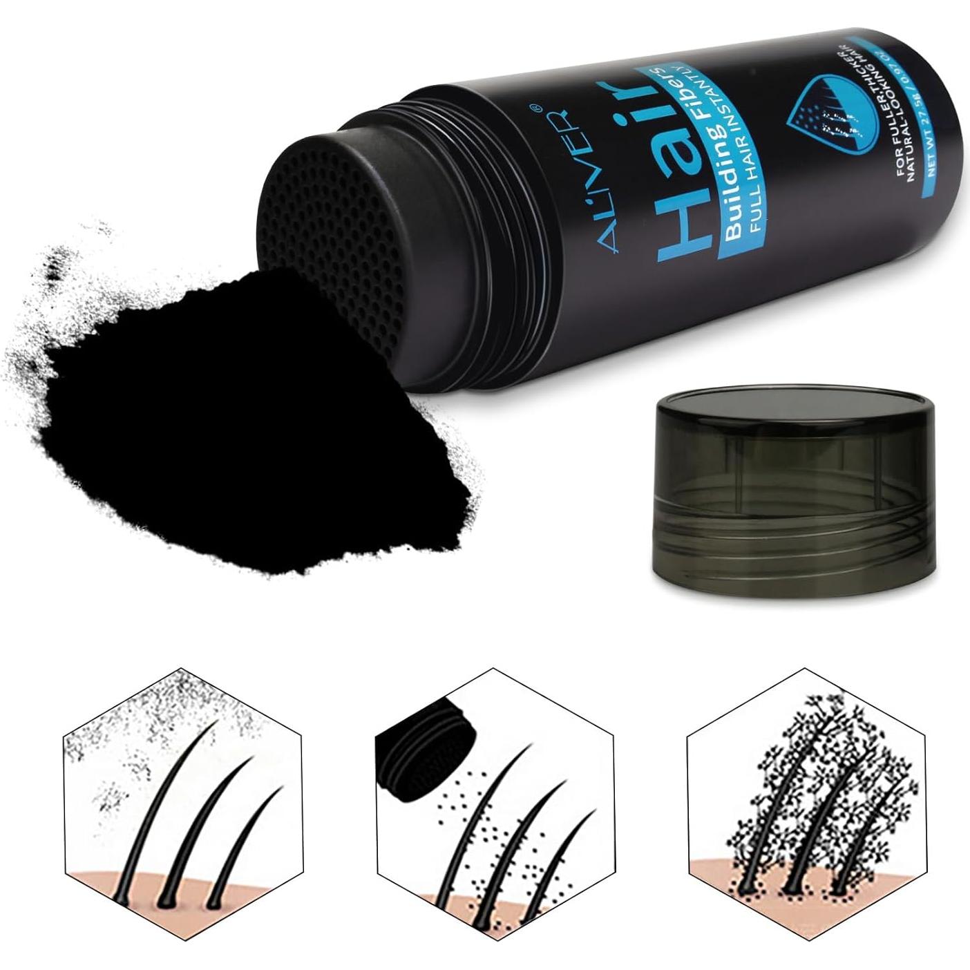 Fibras para el Cabello Aliver 27.5g - Relleno Instantáneo Negro