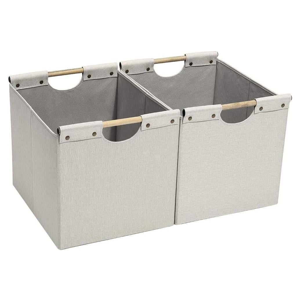 Cajas de Almacenamiento Plegables HOONEX 2 Unidades Lino Beige