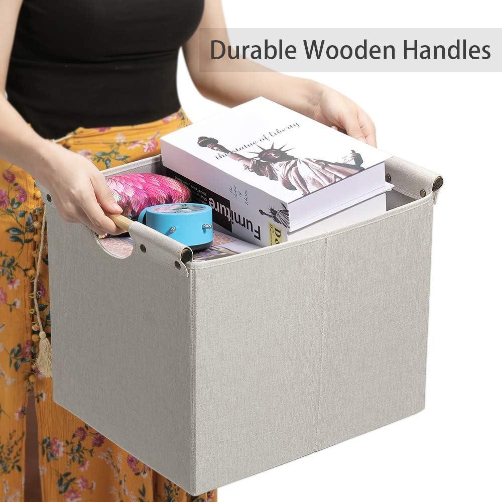 Cajas de Almacenamiento Plegables HOONEX 2 Unidades Lino Beige