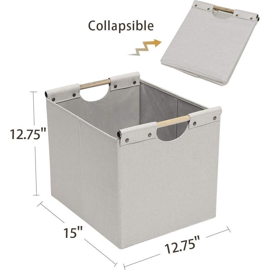 Cajas de Almacenamiento Plegables HOONEX 2 Unidades Lino Beige