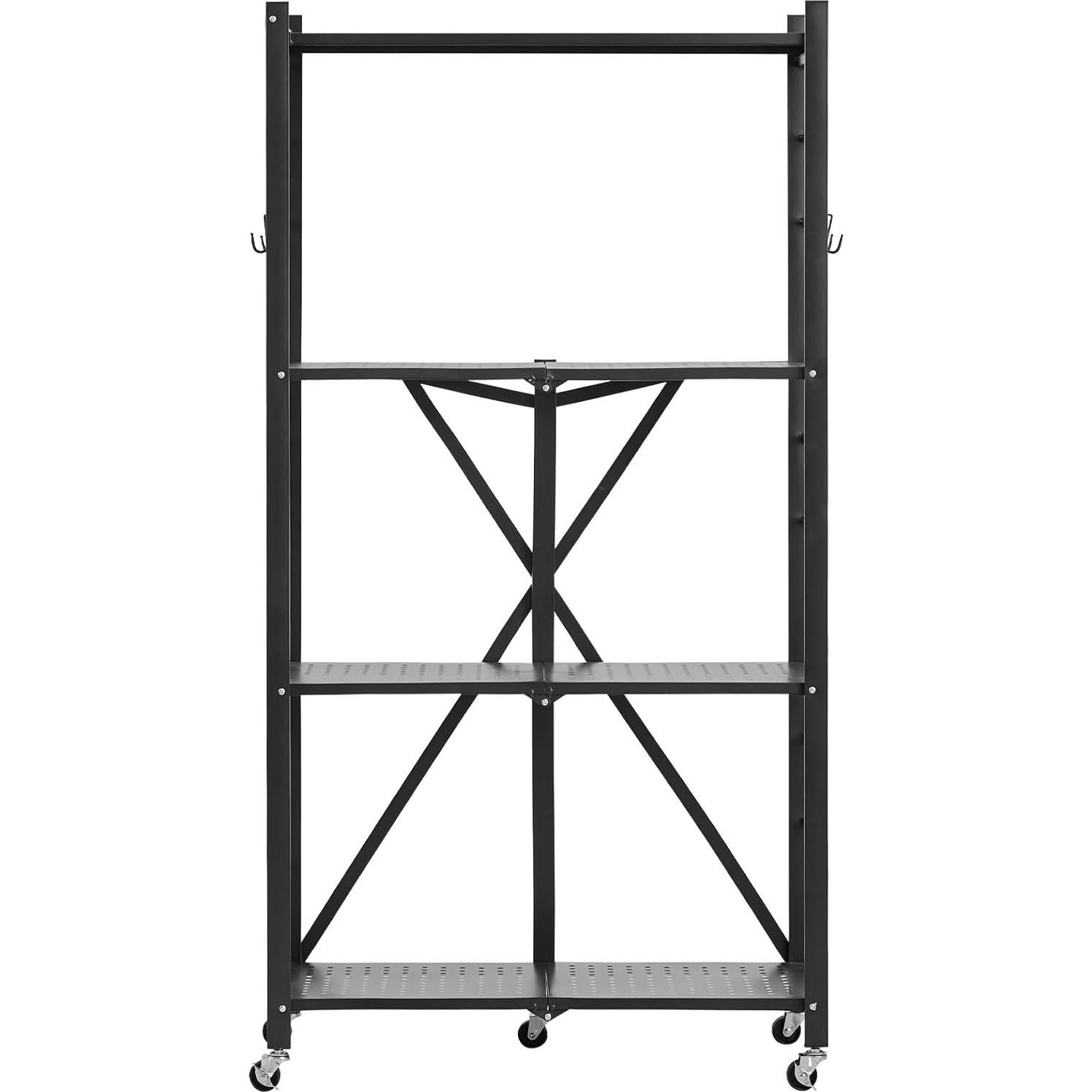 Estante Plegable VEVOR 4 Niveles 137 cm Negro con Ruedas