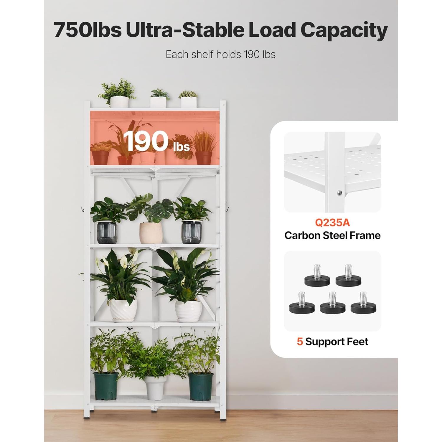 Estante de Almacenamiento Plegable VEVOR 5 Niveles 163 cm Blanco