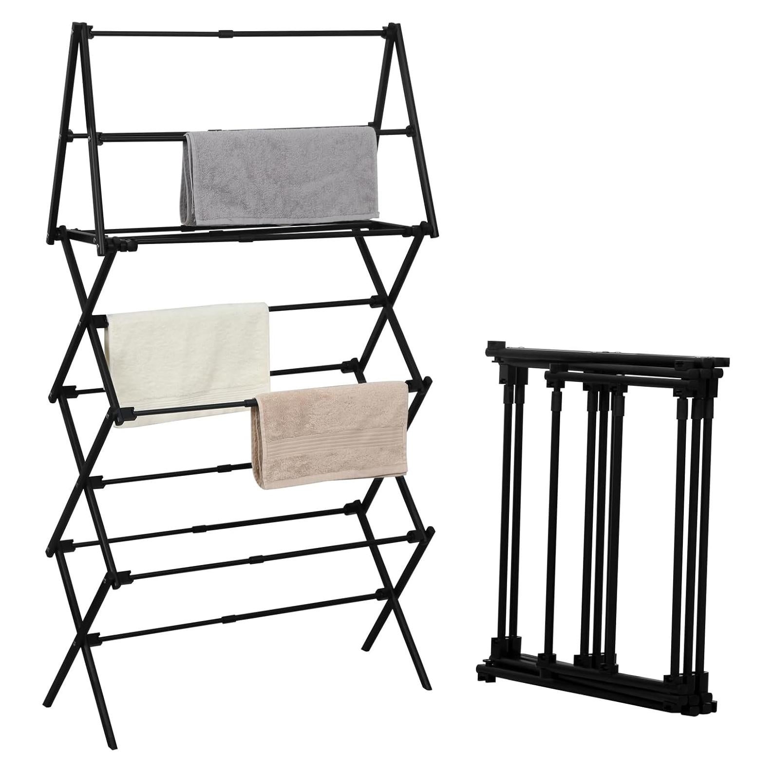 Estante Plegable para Secar Ropa ZOES HOMEWARE Negro 73.66x29.21x134.62 cm