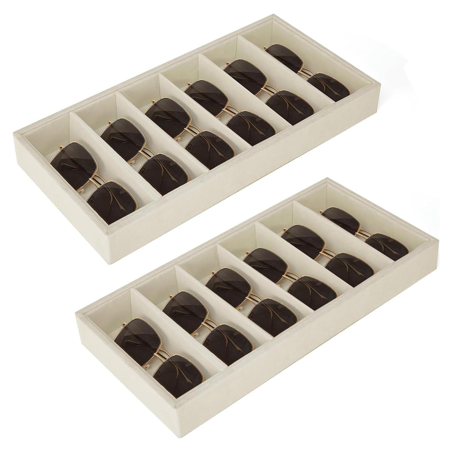Organizador de Gafas XCRUI 2PCS Terciopelo 6 Compartimentos