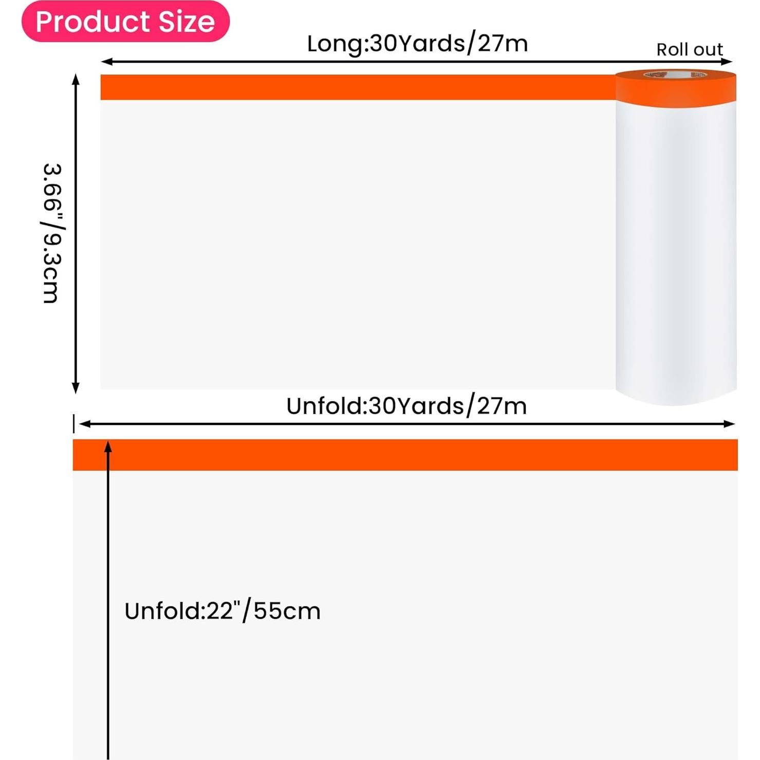 Película de Enmascarar TAPEBEAR 56 cm x 27.43 m - 3 Rollos