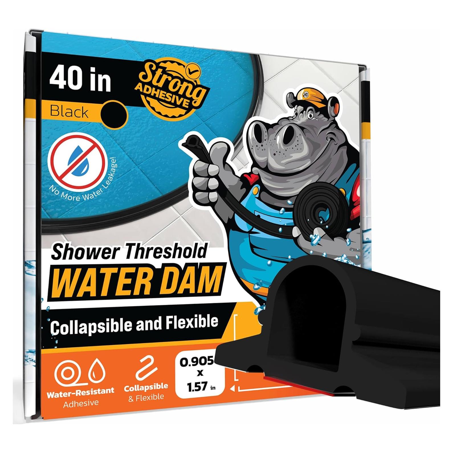 Barrera de Ducha Colapsable Hippo Dam 101.6 cm Negra