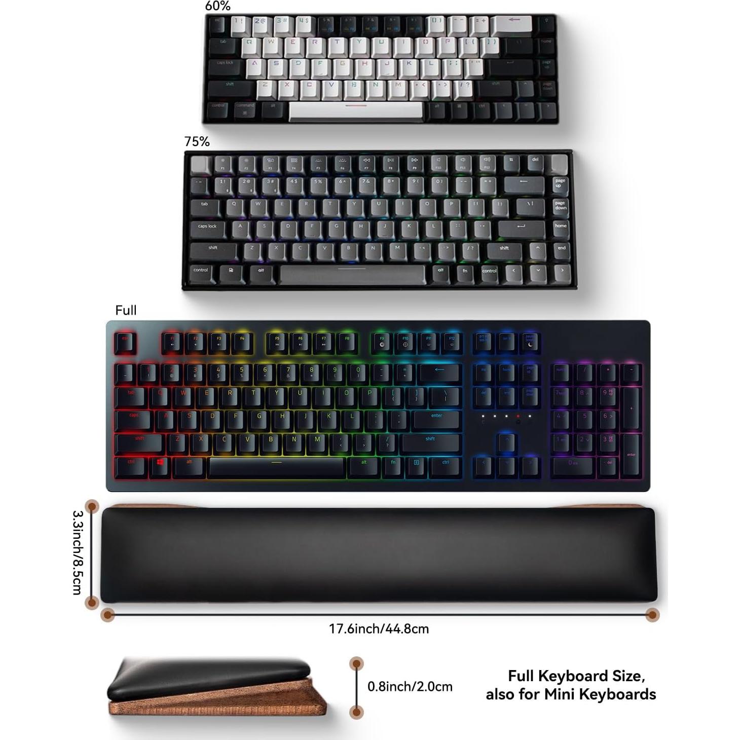 Reposa Muñecas Ergonómico ASFSKY de Madera y Espuma 44x8cm