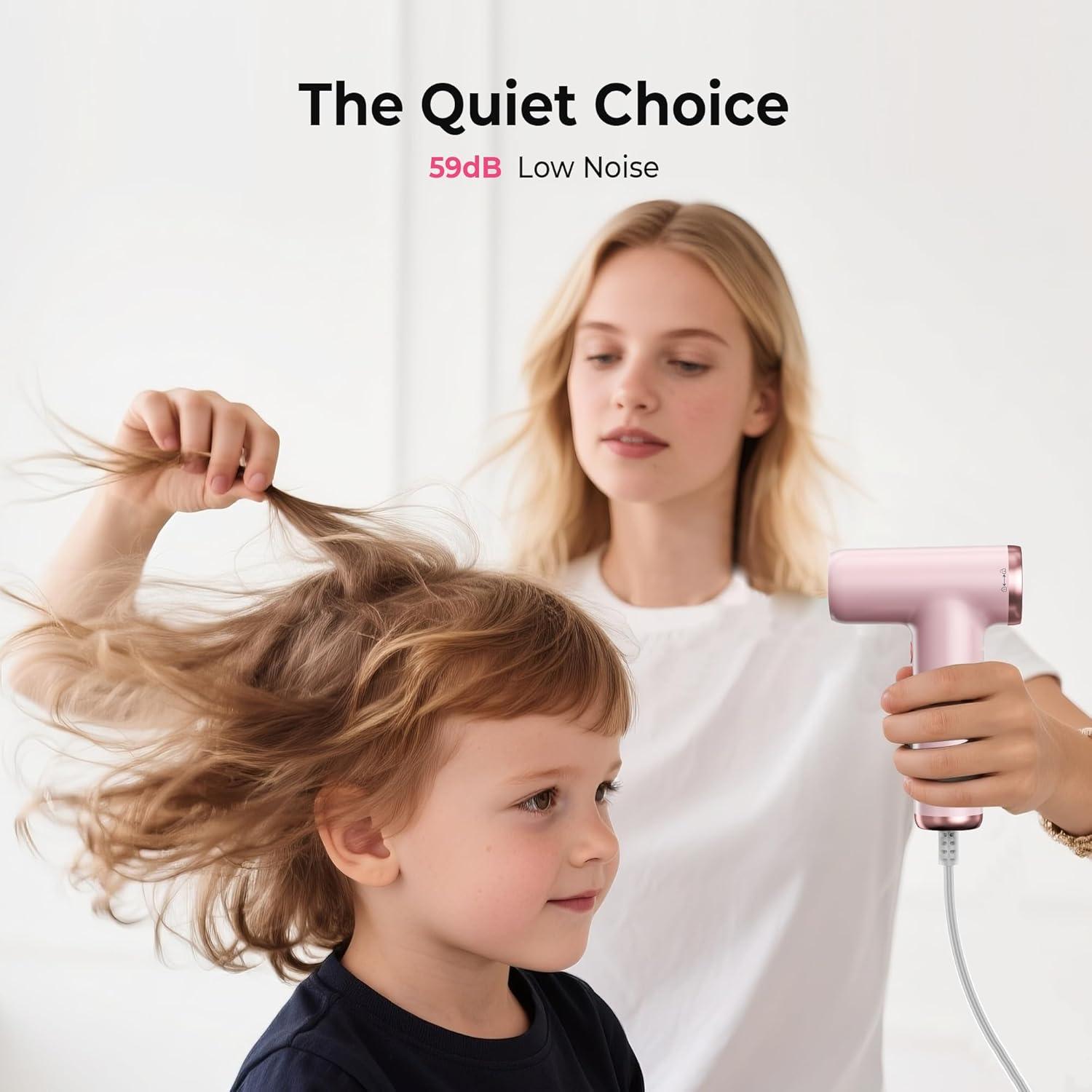 Secador de Pelo Mini Iónico Trylater 110,000 RPM Rosa