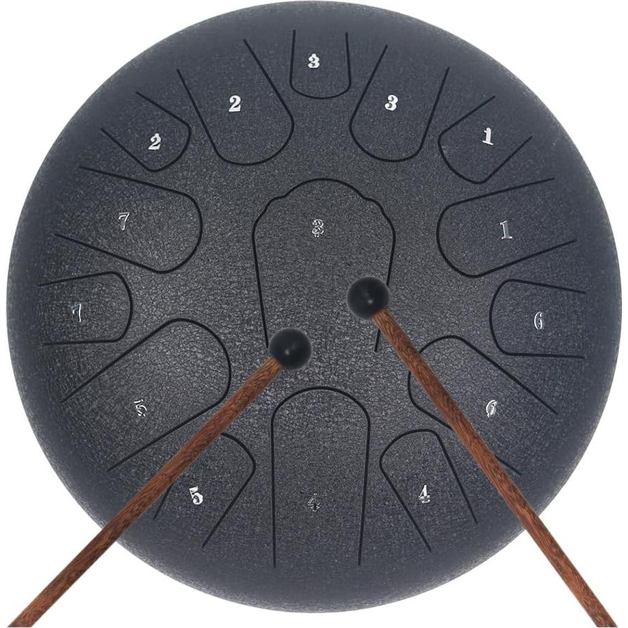 Tambor de Lluvia Yasisid 30 cm 15 Notas Acero Titanio Negro