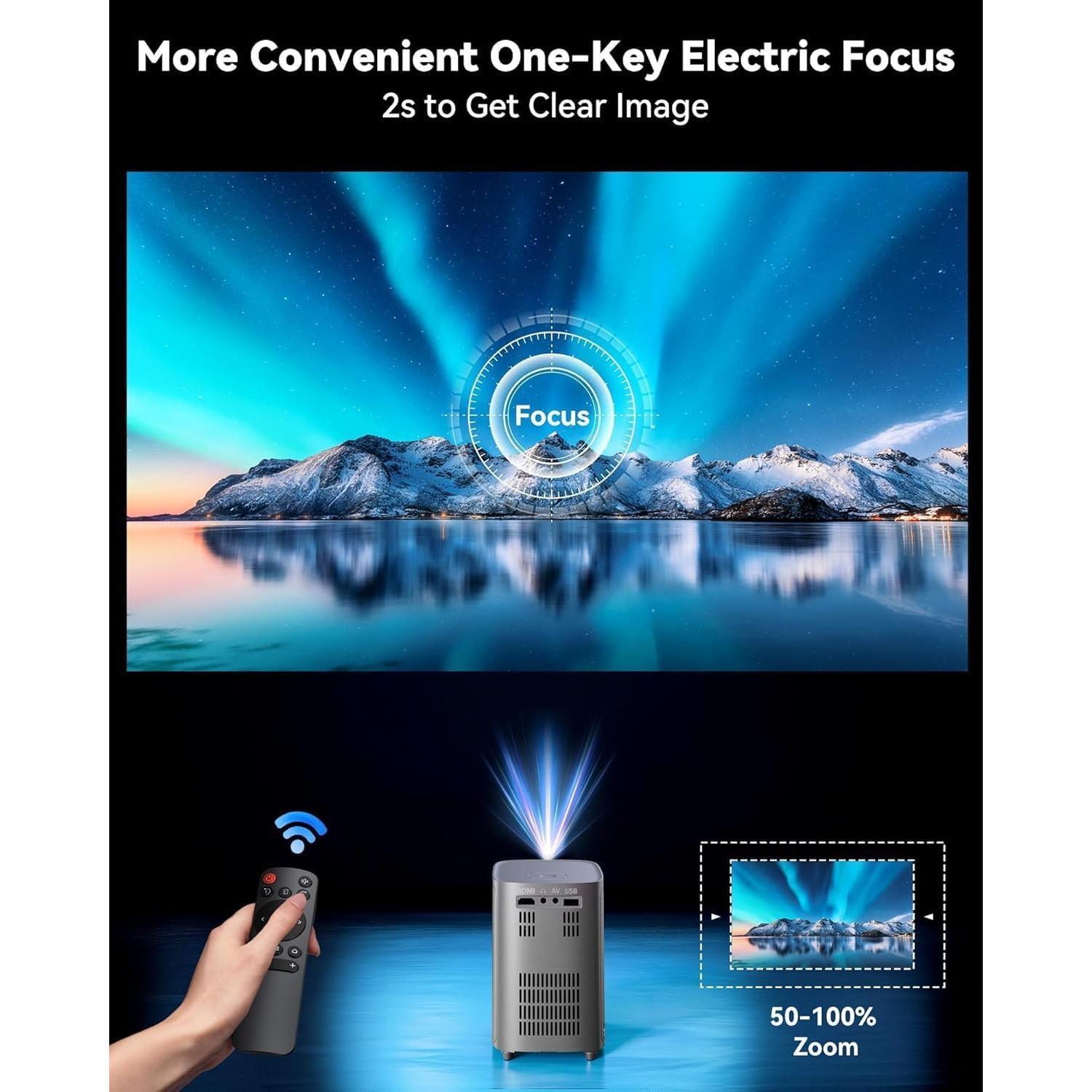 Proyector Full HD 1080P EGJSG con WiFi y Bluetooth - Portátil