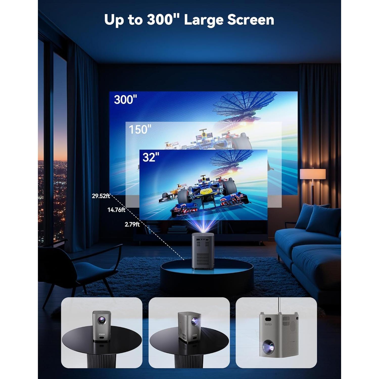 Proyector Full HD 1080P EGJSG con WiFi y Bluetooth - Portátil