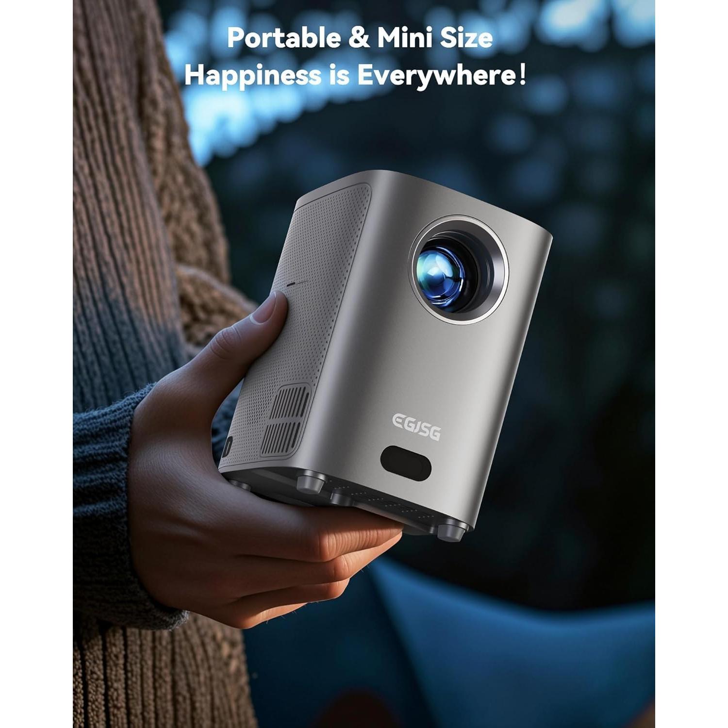 Proyector Full HD 1080P EGJSG con WiFi y Bluetooth - Portátil