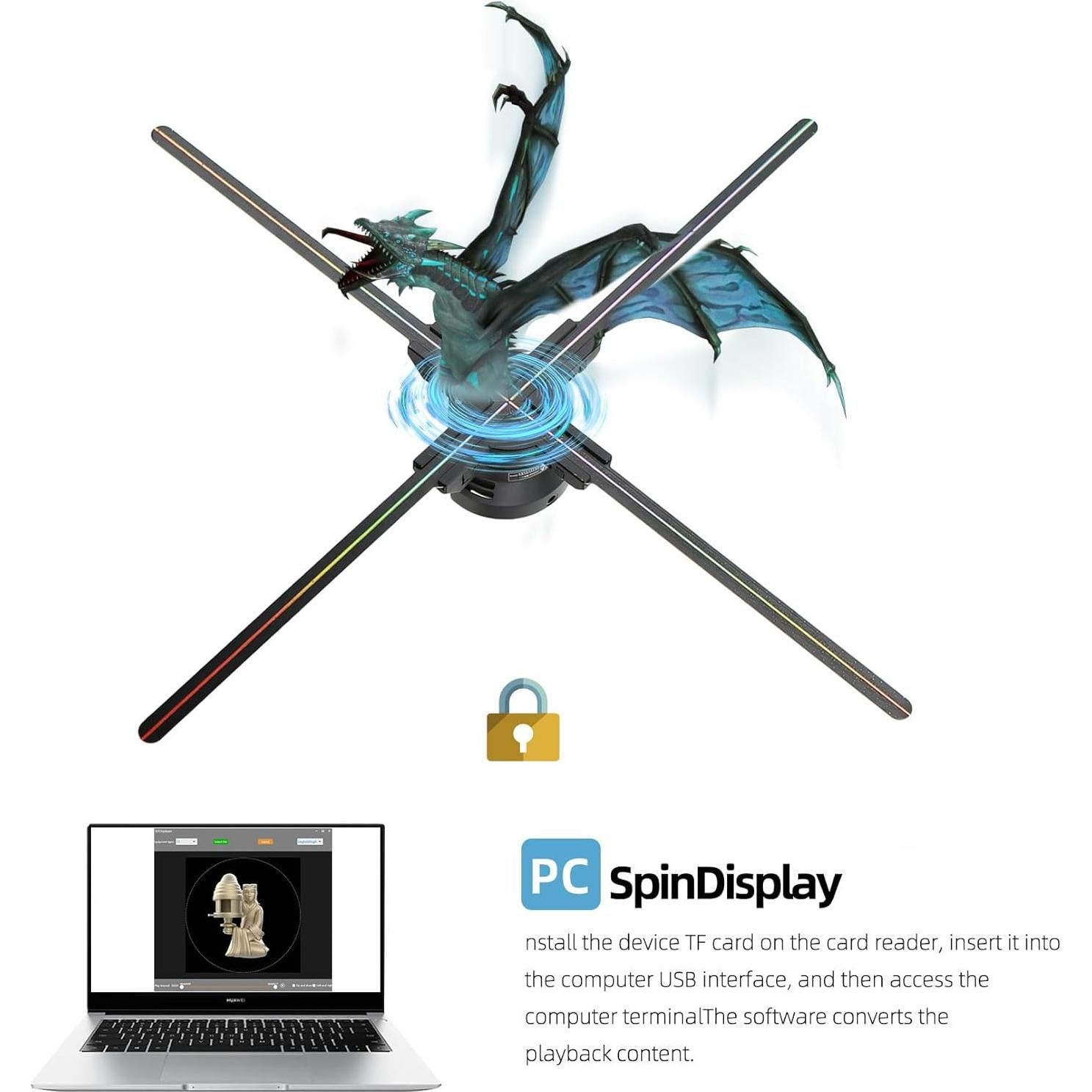 Ventilador Holográfico 3D Missyou 60 cm con Control Remoto y Bluetooth