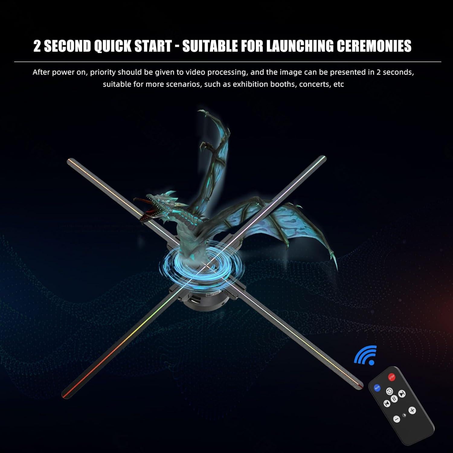 Ventilador Holográfico 3D Missyou 60 cm con Control Remoto y Bluetooth