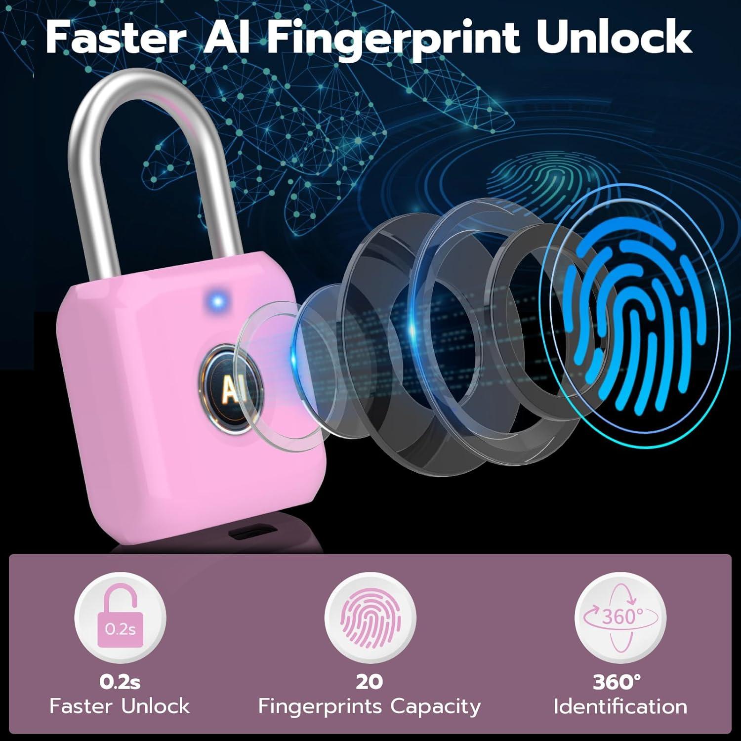 Candado Biométrico Keylesslife P8 Rosa con App y USB