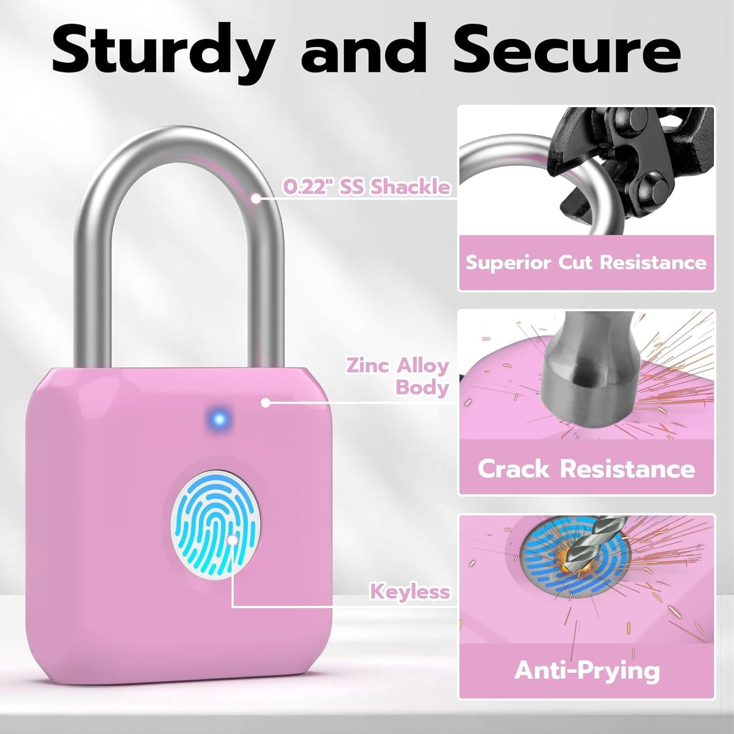 Candado Biométrico Keylesslife P8 Rosa con App y USB