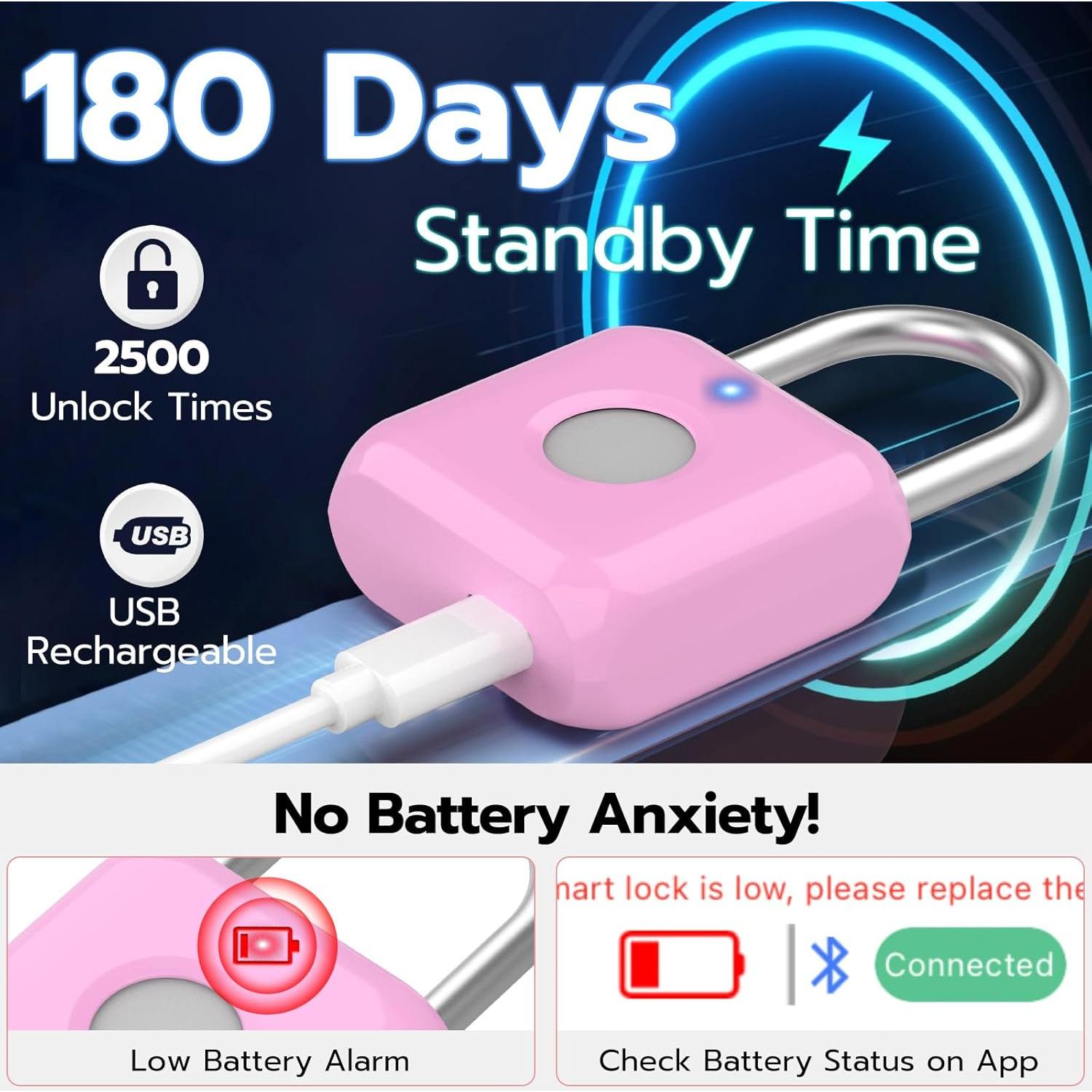 Candado Biométrico Keylesslife P8 Rosa con App y USB