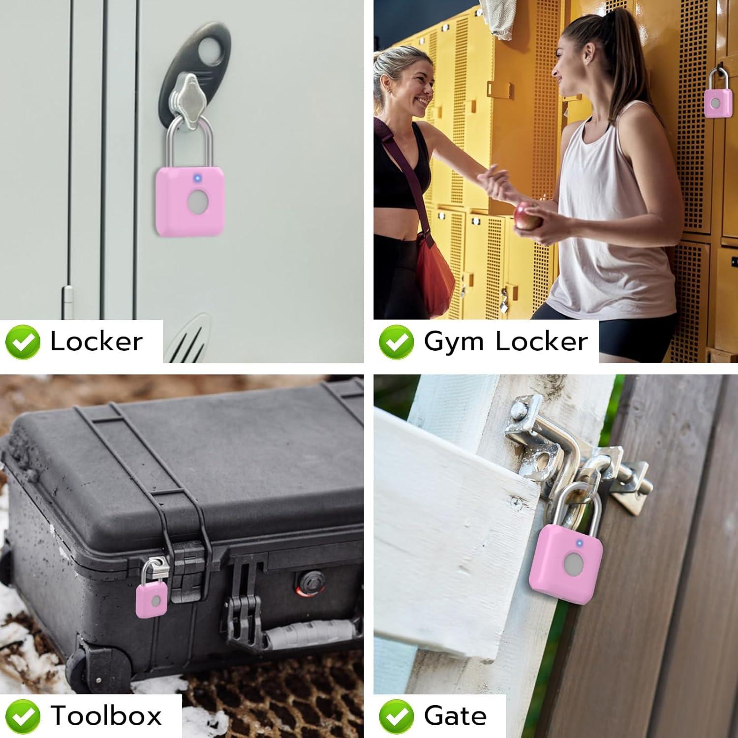 Candado Biométrico Keylesslife P8 Rosa con App y USB