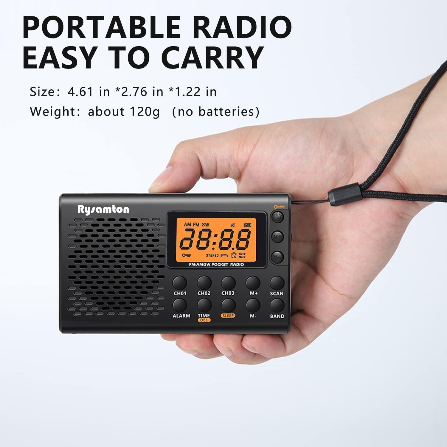 Radio portátil AM/FM/SW Rysamton YK-M03, despertador, pantalla digital