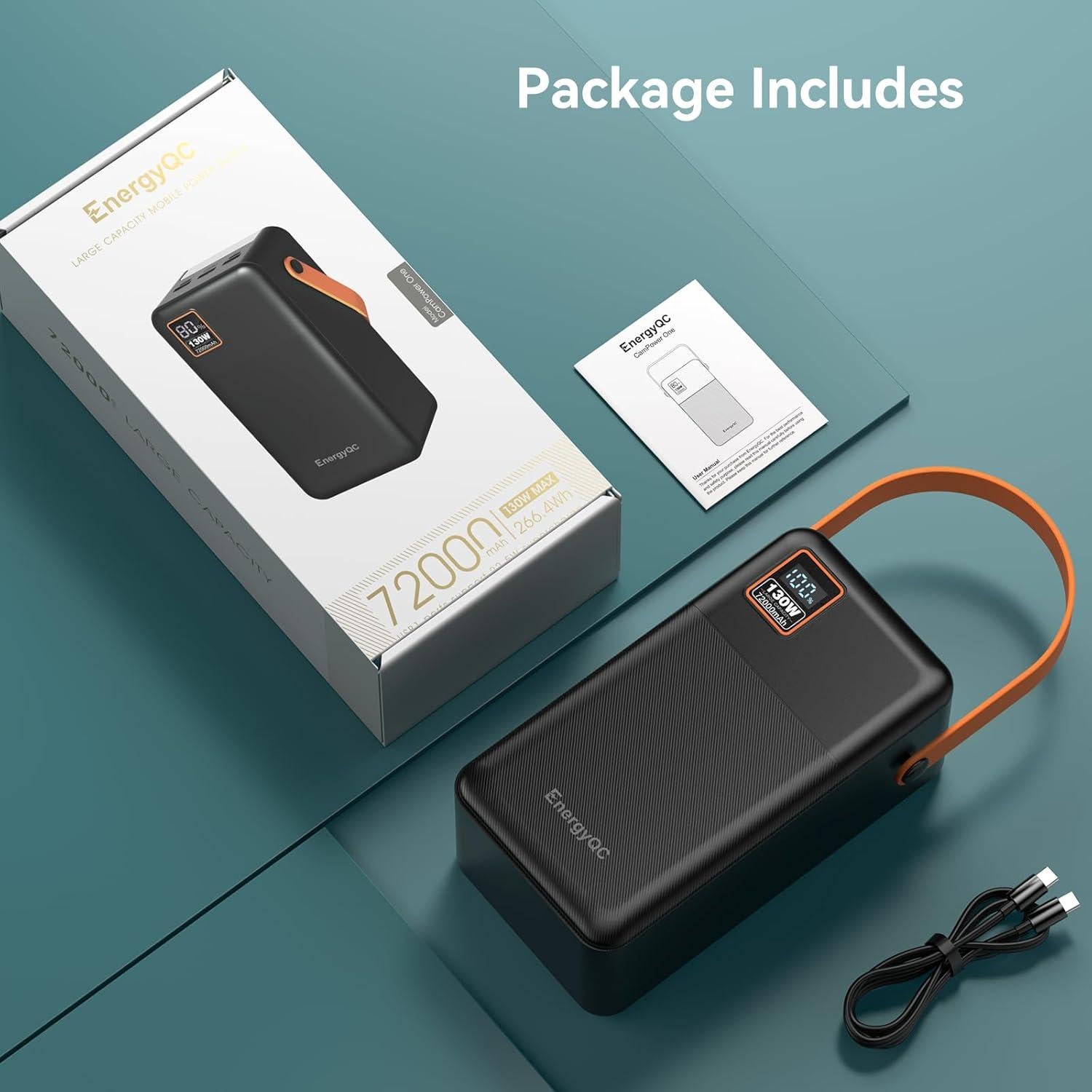 Power Bank EnergyQC 72000mAh Carga Rápida 100W Pantalla LED