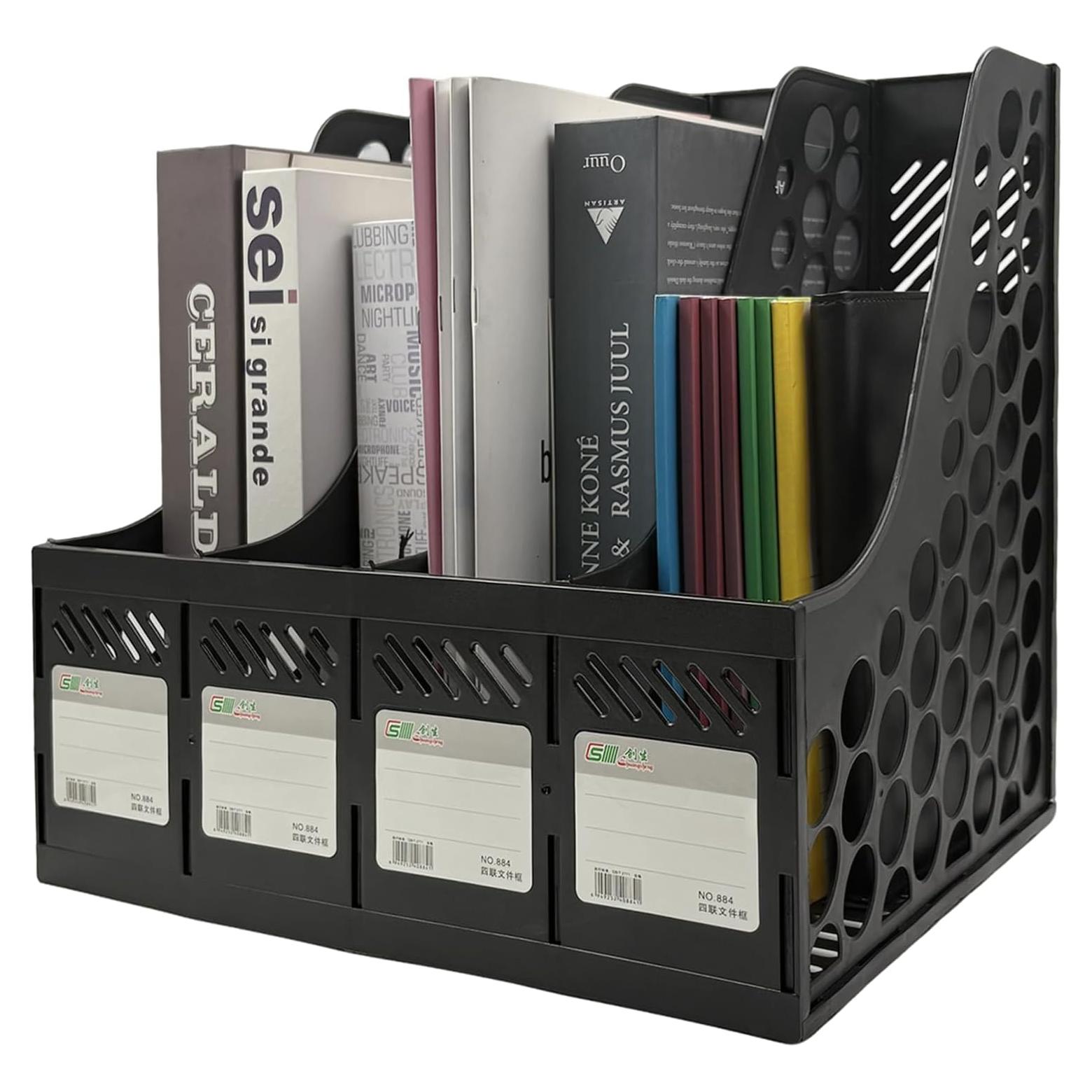 Organizador de Revistas Ysenchan Negro 4 Compartimentos 31.5x25.4x30.5cm