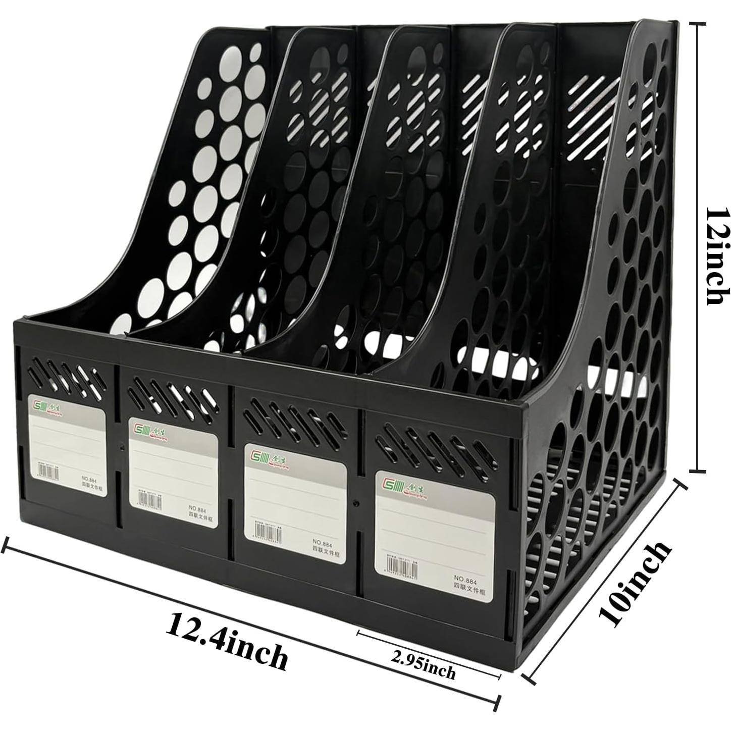 Organizador de Revistas Ysenchan Negro 4 Compartimentos 31.5x25.4x30.5cm
