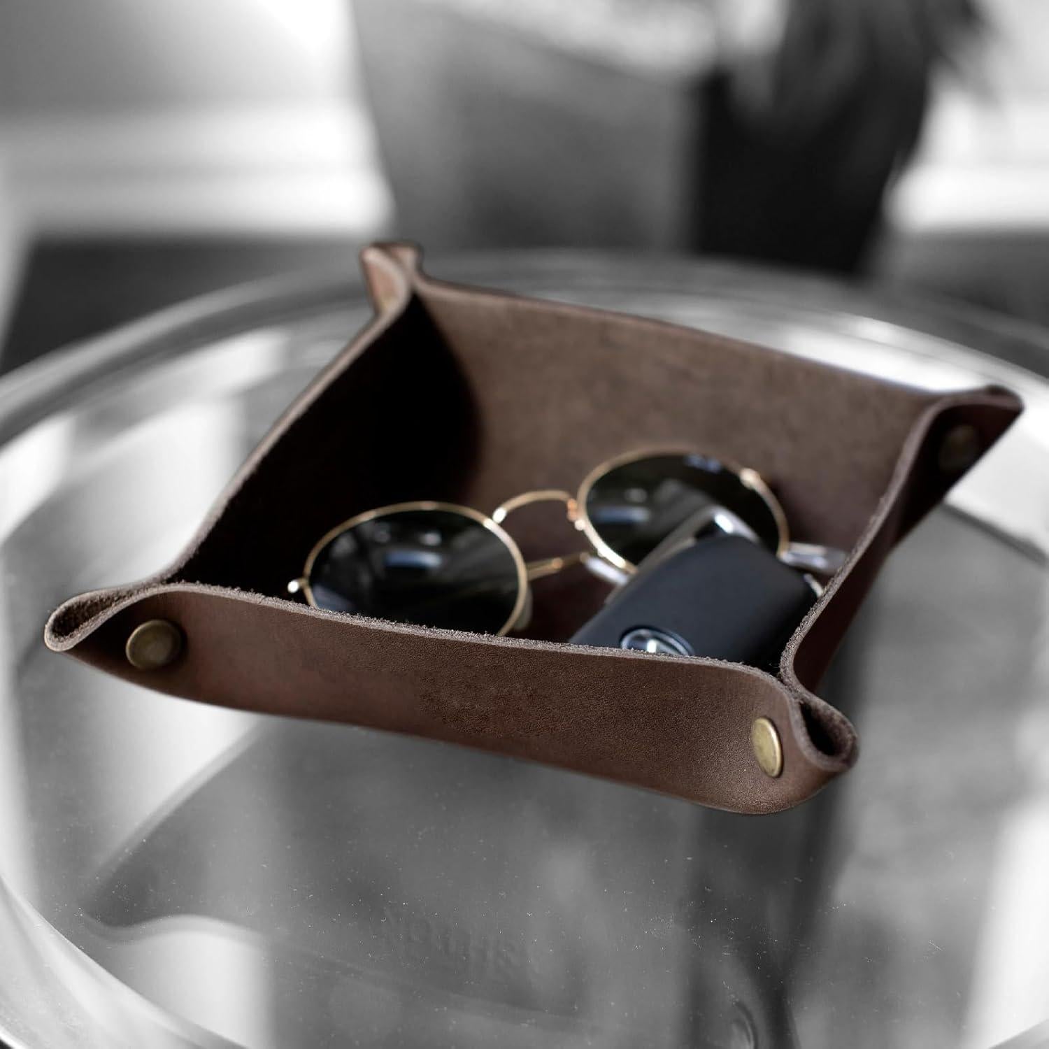 Bandeja de Valet de Cuero Genuino Northwind 15.24 cm Negro