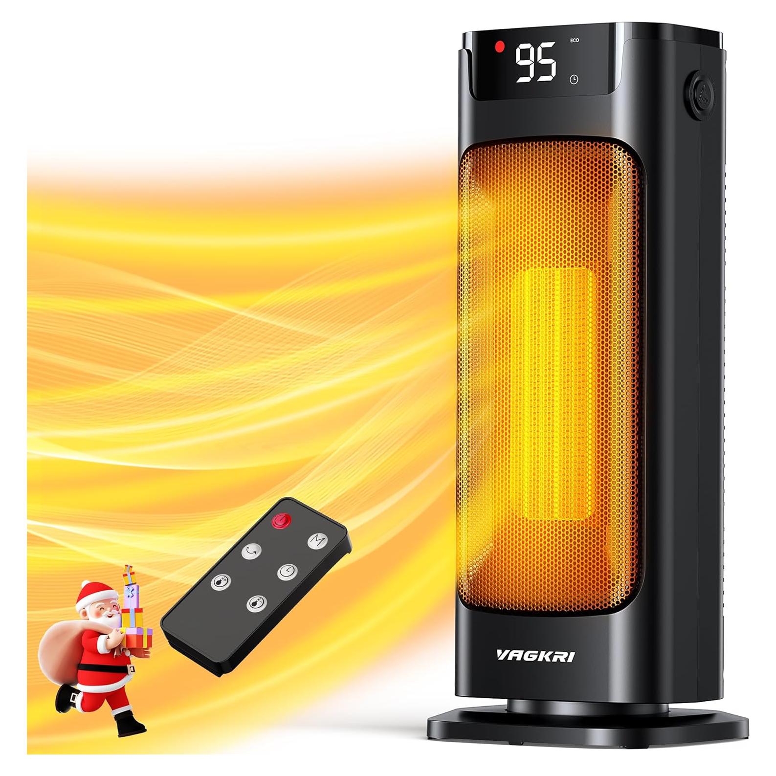 Calefactor Eléctrico VAGKRI 1500W Portátil con Termostato y Control Remoto