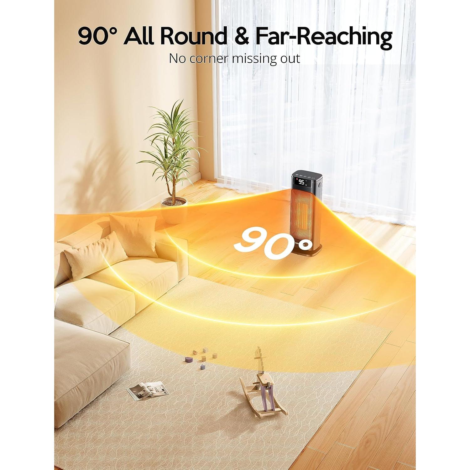 Calefactor Eléctrico VAGKRI 1500W Portátil con Termostato y Control Remoto