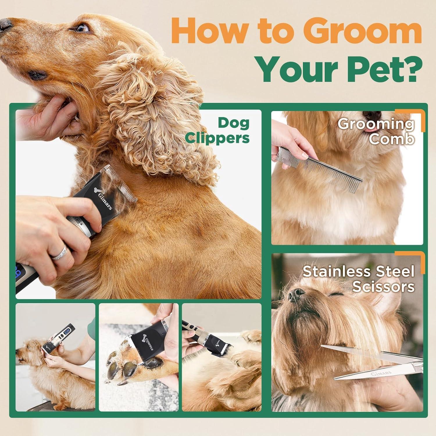 Cortapelos Inalámbrico Gimars 4 Velocidades 7000 RPM para Mascotas