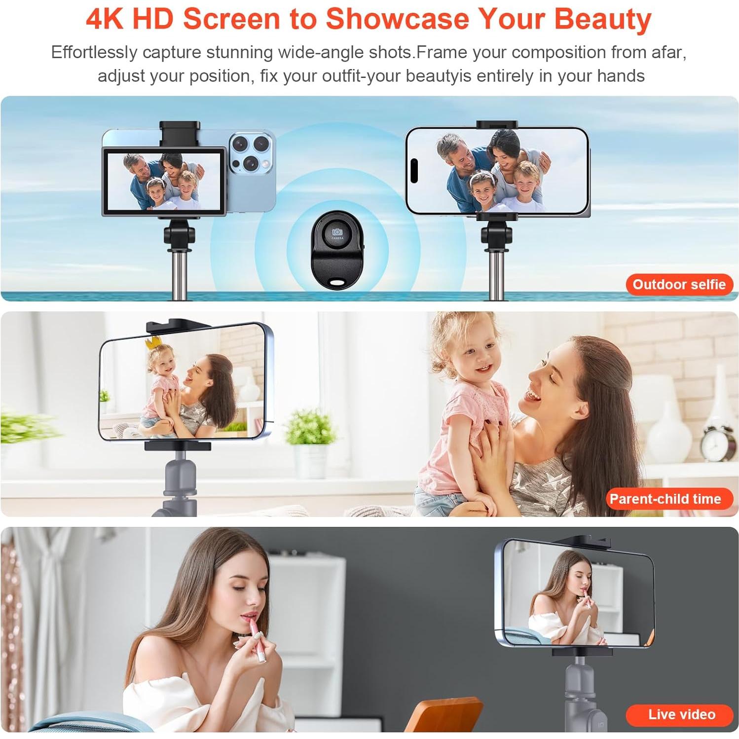 Monitor Portátil de Vlog AHXJKA 4" 4K 60fps Inalámbrico