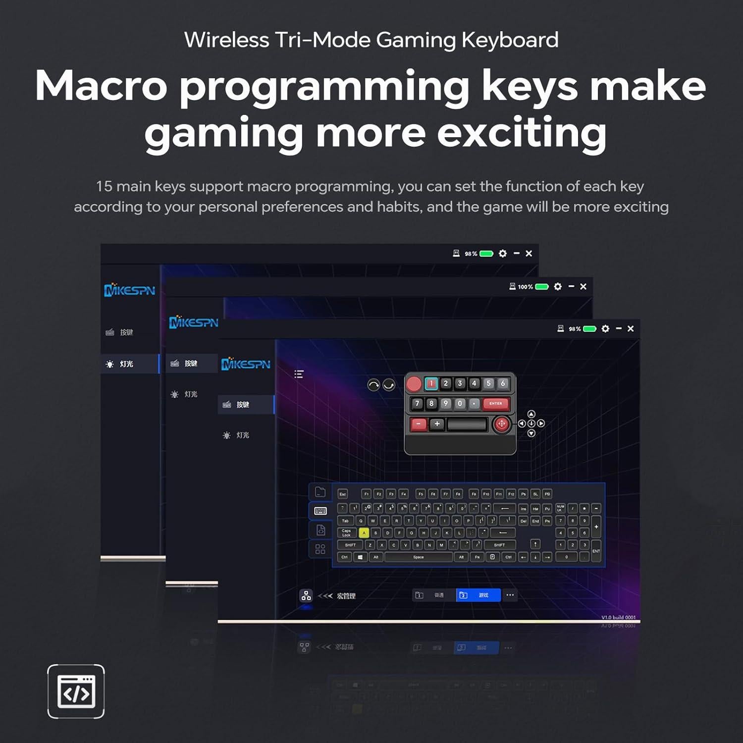 Teclado Mecánico Inalámbrico Adventurers W909 RGB 15 Teclas