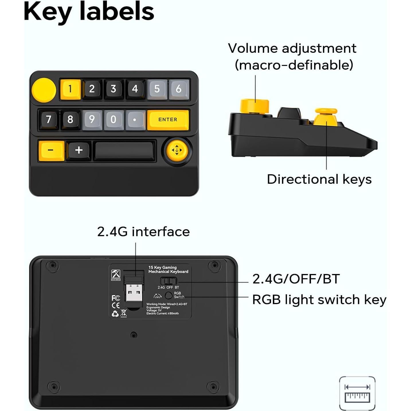 Teclado Mecánico Inalámbrico Adventurers W909 RGB 15 Teclas