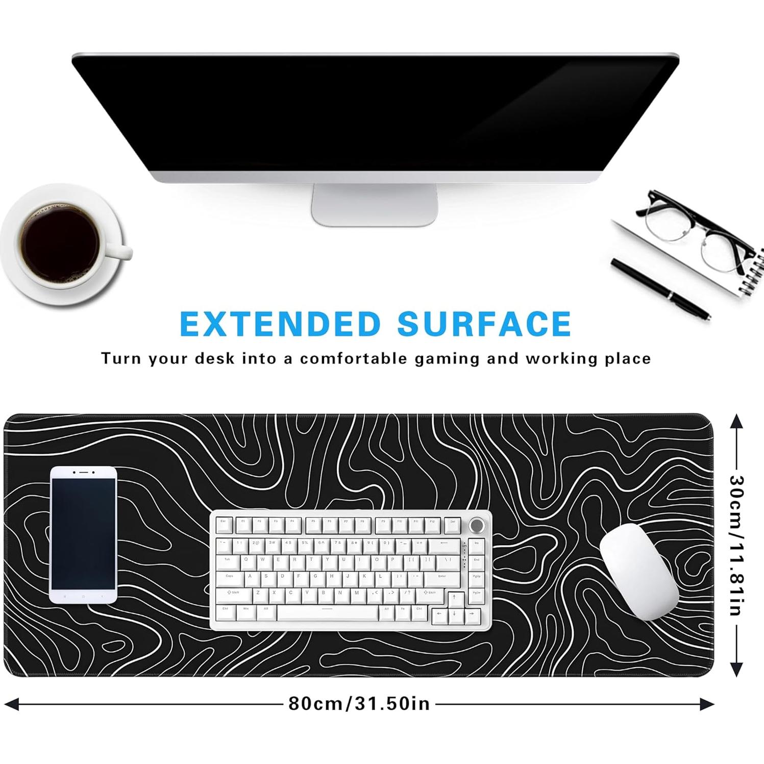 Alfombrilla de Ratón Halverion 80x30cm Antideslizante Negra