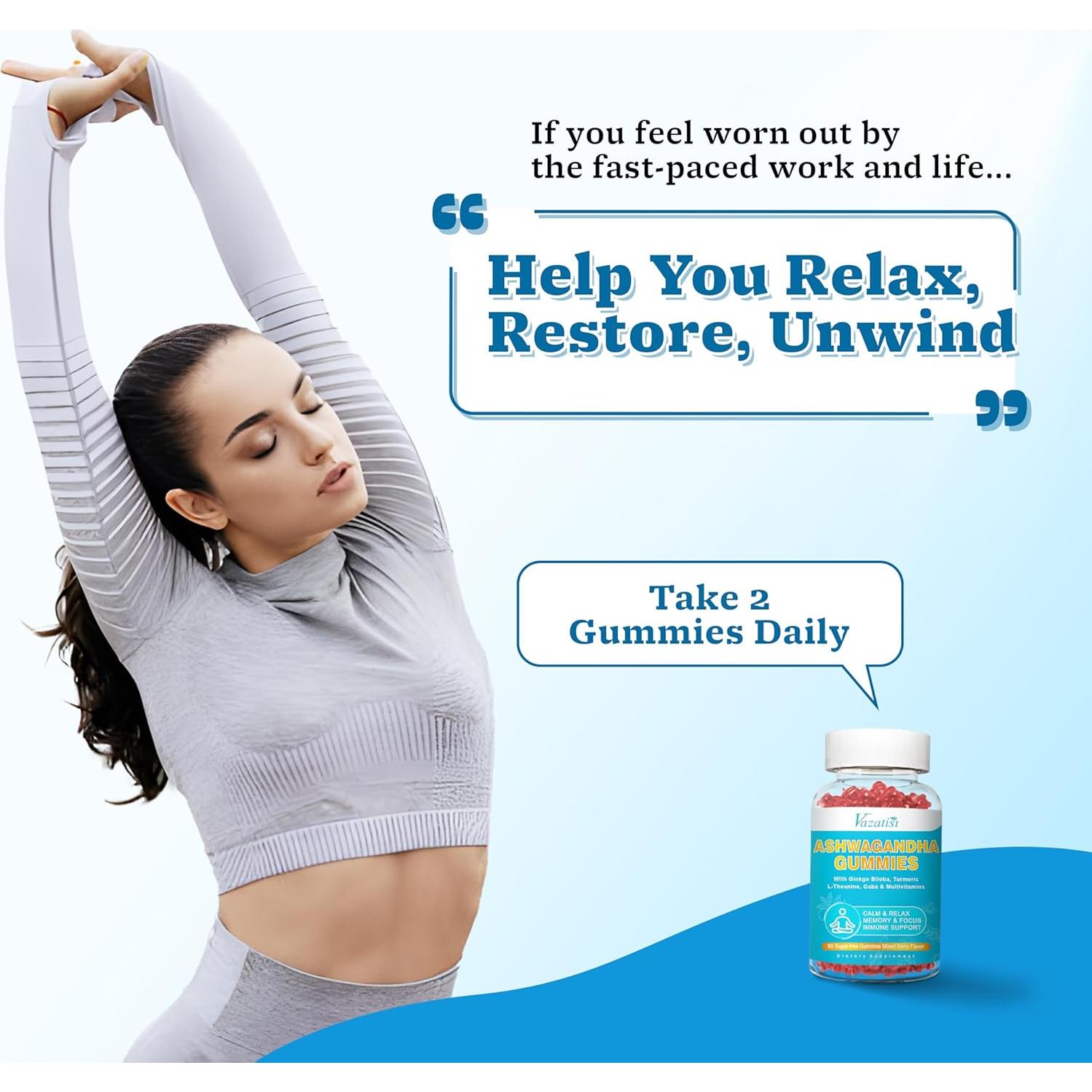 Gomitas de Ashwagandha Vazatisi 60 Unidades Sabor Frutas Mixtas