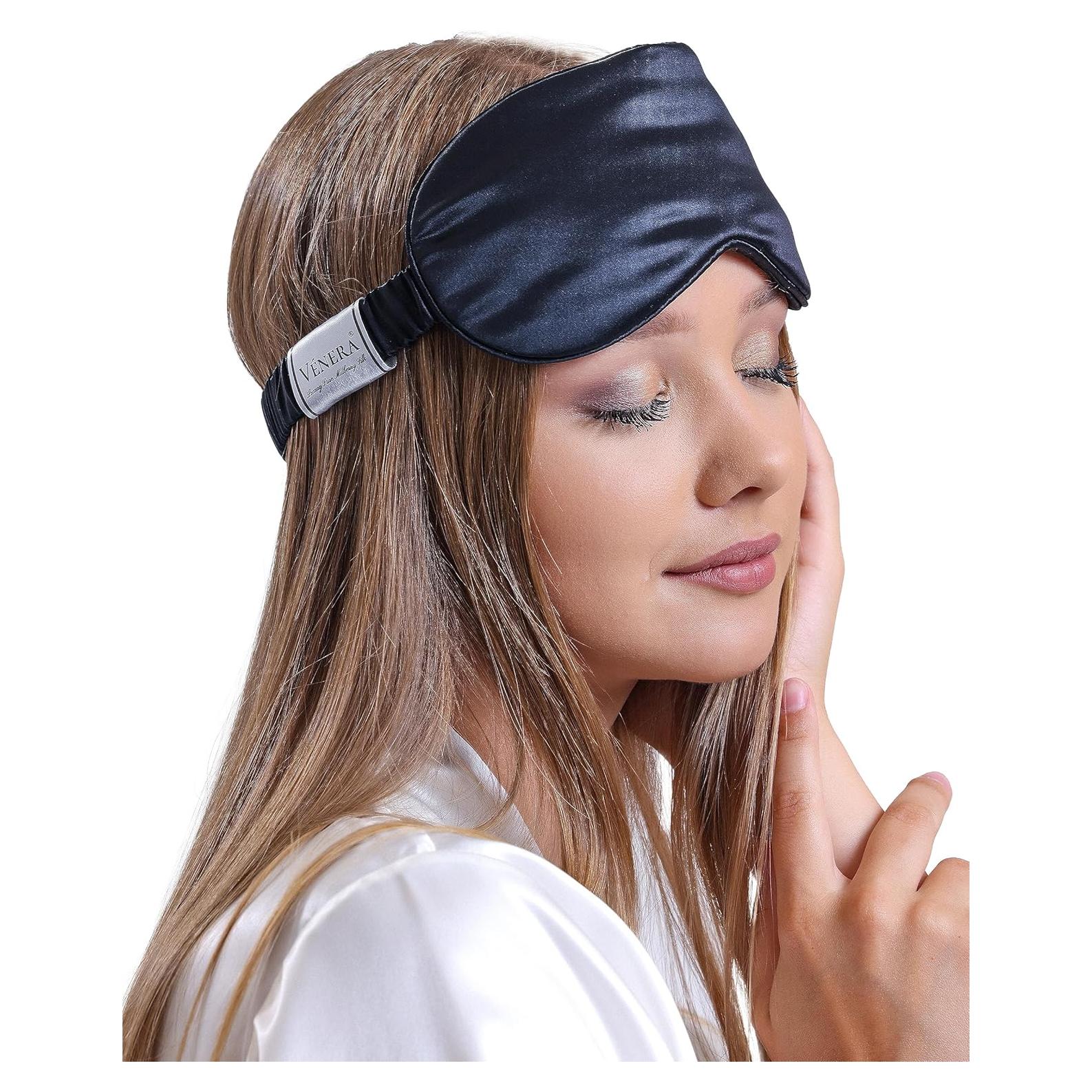 Máscara de Sueño de Seda Vénèrasilk 100% Pura 22 Momme Negra