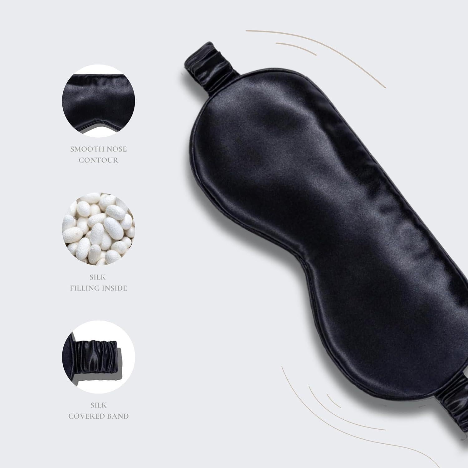 Máscara de Sueño de Seda Vénèrasilk 100% Pura 22 Momme Negra