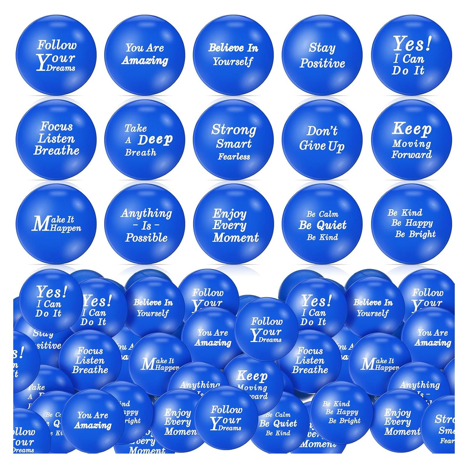 120 Pelotas Antiestrés Motivacionales Poen 4 cm Espuma Squeeze