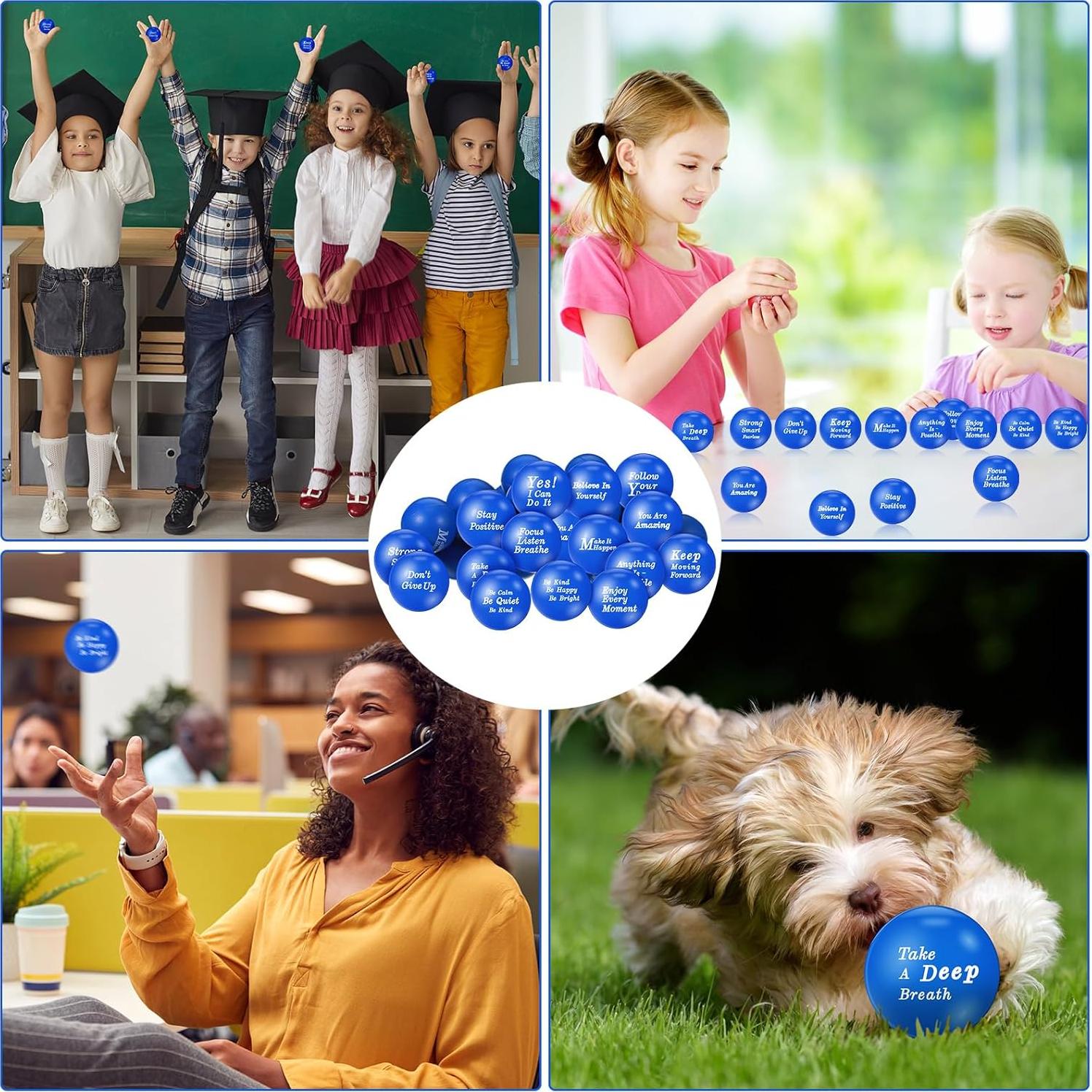 120 Pelotas Antiestrés Motivacionales Poen 4 cm Espuma Squeeze